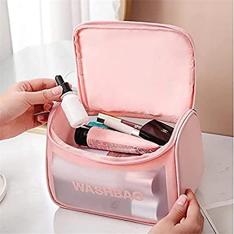 Jig-Tik Travel Toiletry Wash Bag | Waterproof Cosmetic Organizer with Transparent Front | Portable Makeup Storage Bag with Handle & Zipper for Women & Girls - Image 3