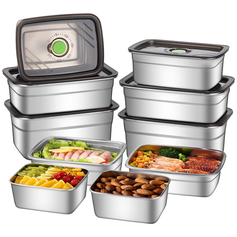 GIUOIDUO 10Piece Stainless Steel Food Storage Container Set with Airtight Lids  Durable EcoFriendly Kitchen Organizers for Freshness  ConveniencePantry Dishwasher Safe Various Sizes