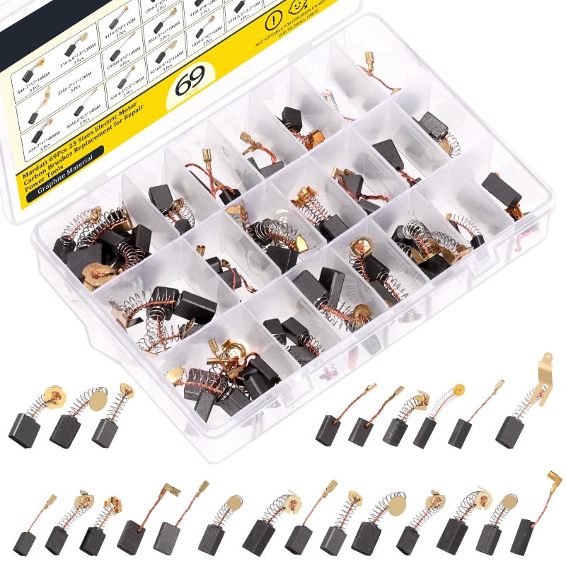 Mardatt 69Pcs 23 Sizes Electric Motor Carbon Brushes Replacement for Repair Power Tools and Motors Part - Image 2