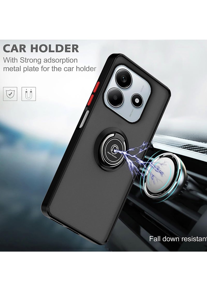 BORTONY Xiaomi Redmi Note 14 5G Case Cover Magnetic Car Mount Holder Case Rotational Metal Ring Grip Kickstand Cover Shockproof TPU Bumper for Redmi Note 14 5G - Image 4