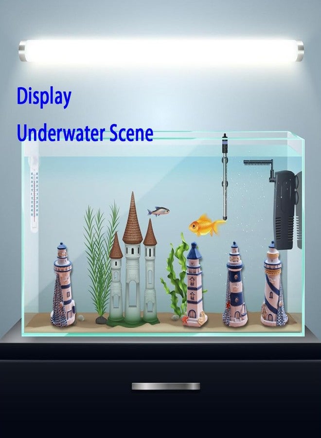 SHENIAFC Four Resin Lighthouse Models, Miniature Lighthouses, Outdoor Lighting, Garden Courtyard, Lawn, Fish Tank Decorations (Yellow+Blue) - Image 3