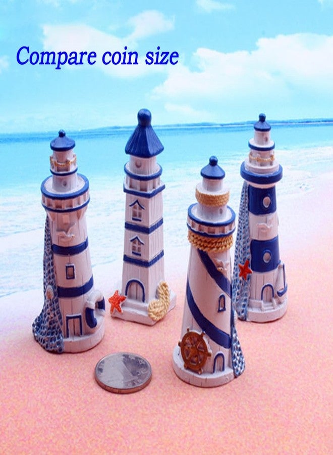SHENIAFC Four Resin Lighthouse Models, Miniature Lighthouses, Outdoor Lighting, Garden Courtyard, Lawn, Fish Tank Decorations (Yellow+Blue) - Image 4