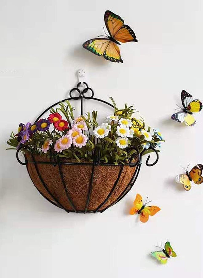 HOME TASTE Hometaste Metal Wall Planter Hanging Iron Wall Hanging Planters Basket Half Round Plant Flower Wall Holder With Coco Coir Liner Plant Hanger Decoration For Garden Porch Balcony Etc (34X20X30) 