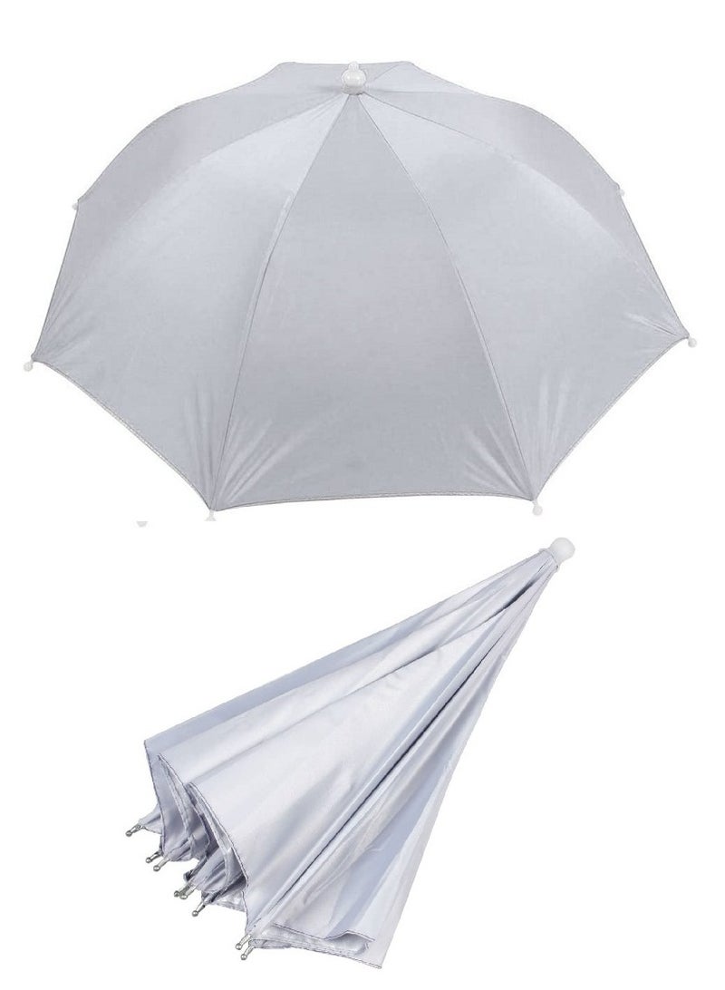 Two Pcs Foldable Nylon Fabric Head Umbrella Hat Fishing Camping Headwear For Outdoor Activities And Sunlight UV Protection Hands Free Elastic Waterproof Folding Headband Cap - Image 3