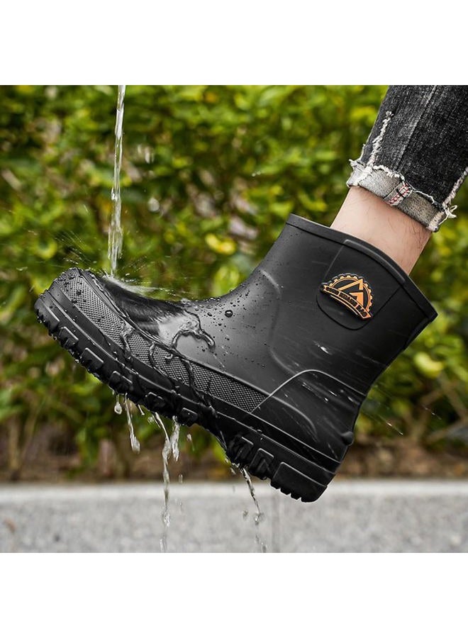 IQAXC Waterproof Garden Rain Boots for Men Breathable Lightweight Mid Calf Deck Fishing Outdoor Slip Resistant Shoes, Low-cut Black, 10 Women/8.5 Men - Image 4
