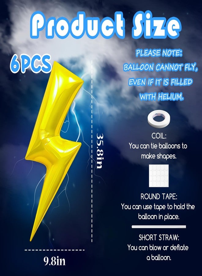 KHC-KHF Lightningbolt-Balloons Weather-Balloon 6PCS 45in Lightning Bolt Foil Balloon Thunderbolt Birthday Party Graduation Summer Superhero Decorations Supply - Image 3