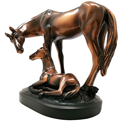 Treasure of Nature Bronze Mom & Baby Horse Sculpture Statue, 8 x 4.5 x 7 inch - Image 2