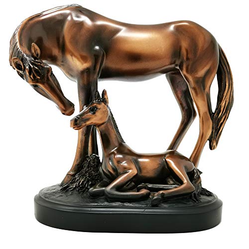 Treasure of Nature Bronze Mom & Baby Horse Sculpture Statue, 8 x 4.5 x 7 inch - Image 4