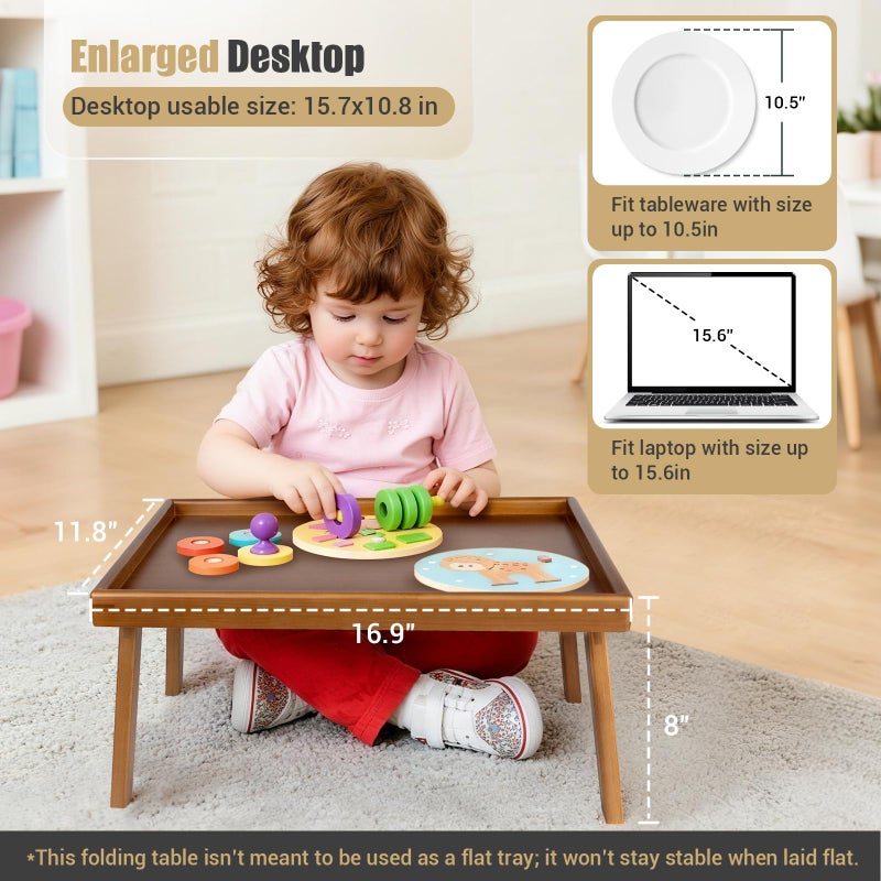 Bmboryxa Bamboo Bed Table Tray with Support Bar and Foldable Legs, Breakfast Food Trays Table for Bed Sofa Eating and Laptops, TV Lap Tray Table on Couch (Applied for Invention Patent) - Image 3