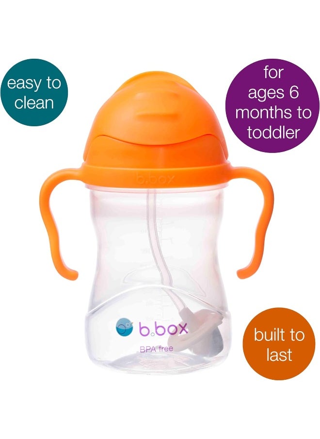 b.box b.box Sippy Cup with Innovative Continuous Flow Weighted Straw Cup, Baby Straw Cup, Drink from Any Angle, Easy-Grip Handles, 8oz, 6 Months+, Orange Zing  - Image 3