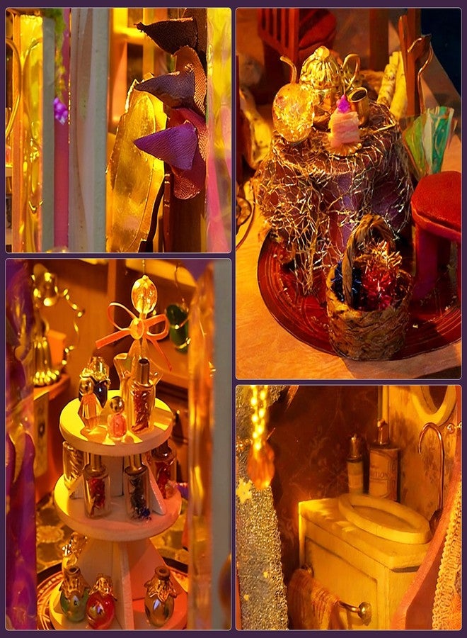 Foyucool Miniature House Kit, DIY Dollhouse Kits with Lights and Dust Cover, The for Family & Friends, Creative Craft Kit with Two-Story Witch's Magic Shop - Image 4