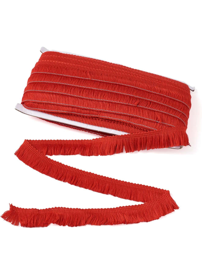 27 Yards 25mm Polyester Fringe Trim 1 Inch Fabric Lace Trim Tassel DarkRed for Sewing Craft Dress Clothing Decoration - Image 1