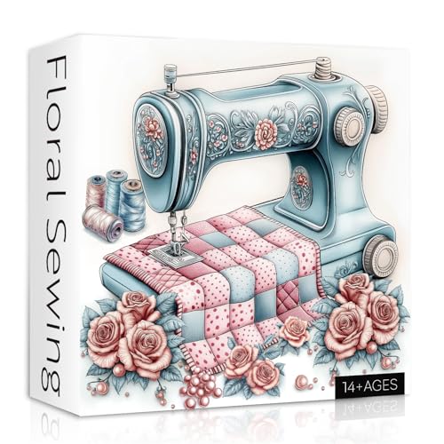 PPuzzling Vintage Sewing Machine Puzzles for Adults 1000 Pieces Retro Flower Jigsaw Puzzles Challenging Rose Puzzle as Home Wall Decor - Image 1