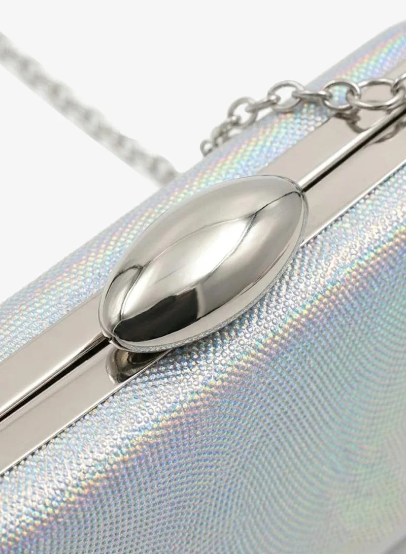 Viny BRIGHT SILVER VINY Women's Luxury Evening Clutch Bag – Elegant Evening Party Handbag, Wedding Bridal Purse, Formal Occasion Clutch with Detachable Chain for Women | Best Price UAE