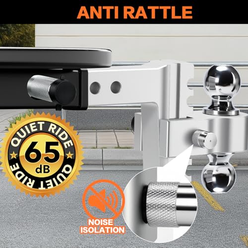 GAFONAXDRI Aircraft Aluminum Adjustable Trailer Hitch for 2 Inch Receiver, Tow Dual Ball 2'' & 2-5/16'' Towing Weight 12,500 LBS, 6'' Drop/Rise, Lightweight/Anti Rust Anti Rattle, Bulletproof Lock Pin - Image 2