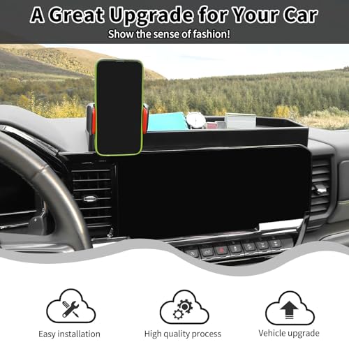 HTHE Multi-Mount Dash Phone Holder Compatible with Chevrolet Silverado 2022 2023 2024 2025, Phone Mount Storage Tray Cellphone System Kit(Model A) - Image 2