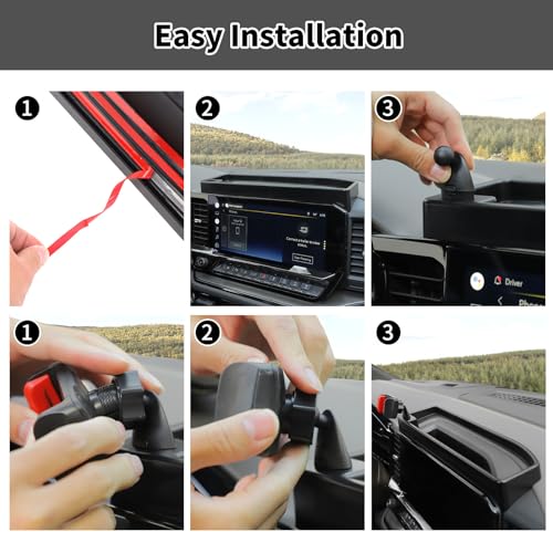 HTHE Multi-Mount Dash Phone Holder Compatible with Chevrolet Silverado 2022 2023 2024 2025, Phone Mount Storage Tray Cellphone System Kit(Model A) - Image 5