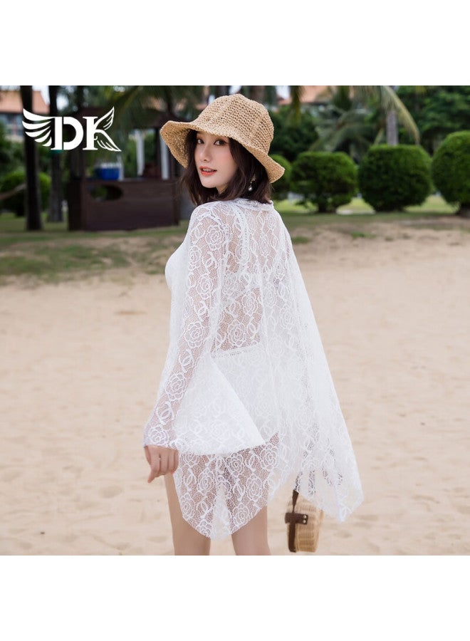 Dk Swimsuit For Women Small Chest, One-piece, Conservative, Tummy-covering, Slimming, Korean Style, Hot Spring Cover-up, Swimwear, White, L - Image 2