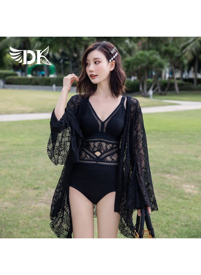 Dk Swimsuit For Women Small Chest, One-piece, Conservative, Tummy-covering, Slimming, Korean Style, Hot Spring Cover-up, Swimwear, White, L - Image 4