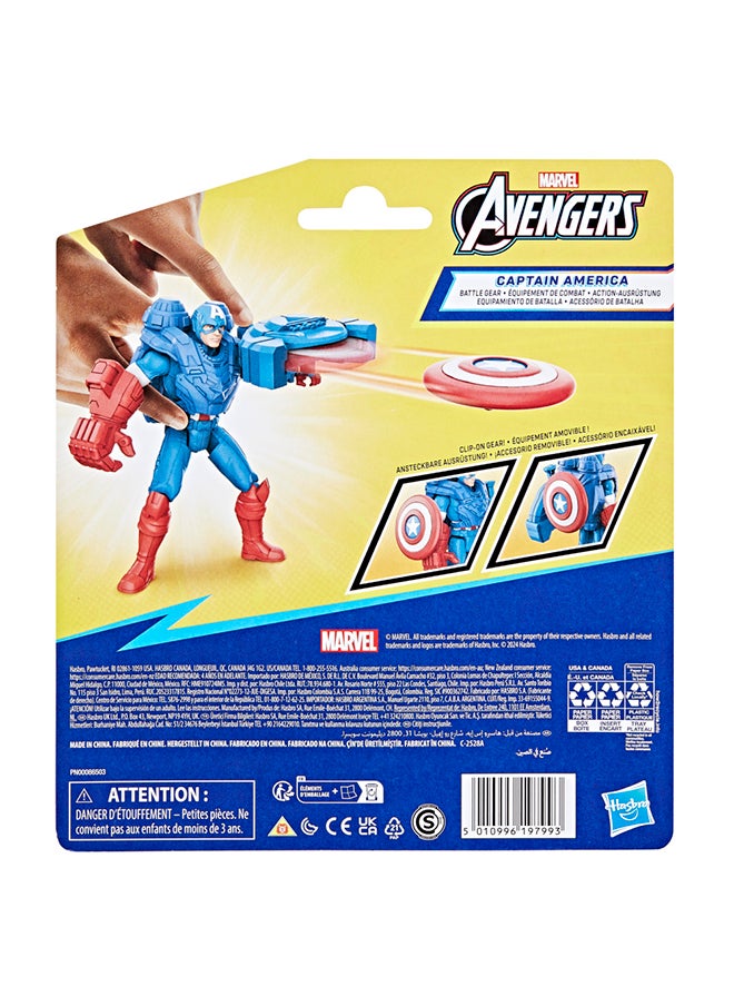 AVENGERS - Marvel Avengers Epic Hero Series Battle Gear Captain America Action Figure, 4-inch, Super Hero Toys For Kids Ages 4 and Up - Image 1