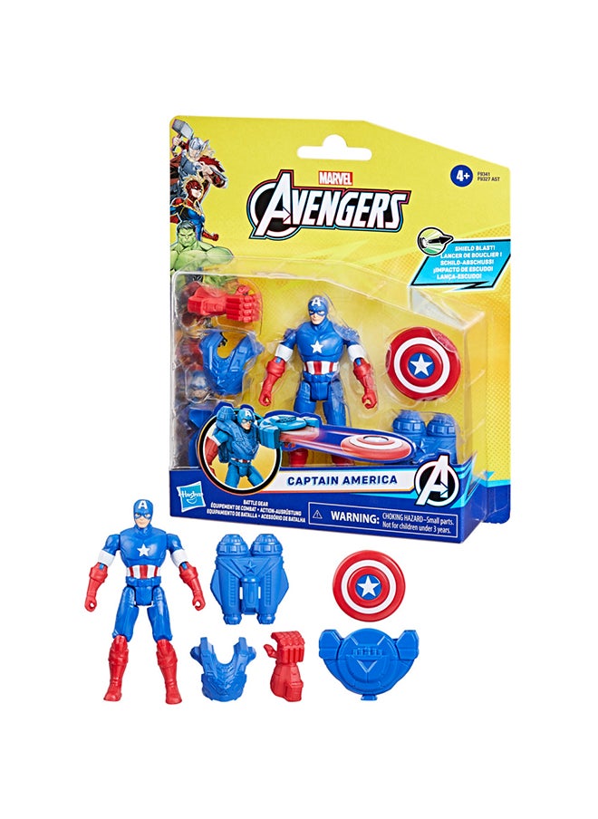 AVENGERS - Marvel Avengers Epic Hero Series Battle Gear Captain America Action Figure, 4-inch, Super Hero Toys For Kids Ages 4 and Up - Image 1