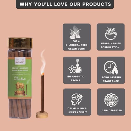 GOW DURBAR GowDurbar Bamboo-Less Thulasi Rejuvenating Agarbatti 65g (Pack of 3) | Organic Incense Sticks with Panchagavya & Herbs | Eco-Friendly | for Pooja, Yoga & Meditation - Image 3