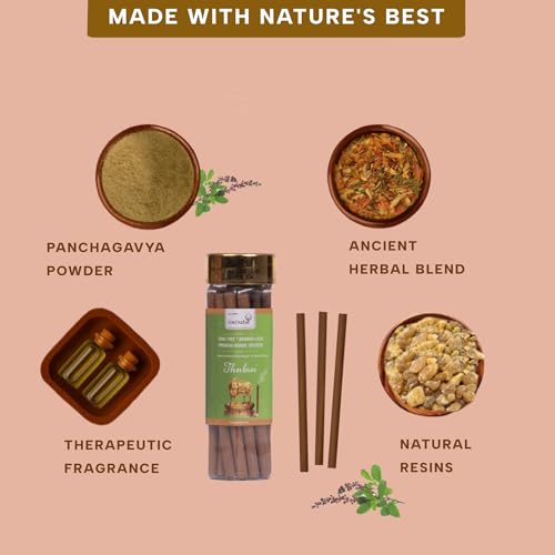 GOW DURBAR GowDurbar Bamboo-Less Thulasi Rejuvenating Agarbatti 65g (Pack of 3) | Organic Incense Sticks with Panchagavya & Herbs | Eco-Friendly | for Pooja, Yoga & Meditation - Image 4