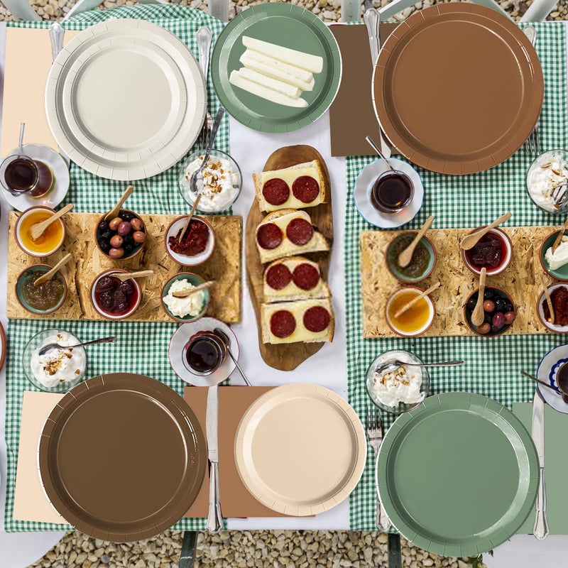 Oigco 150 PCS Woodland Baby Shower Decorations - Sage Green Neutral Forest Animal Brown Plates and Napkins for Safari Jungle Baby Shower Decorations, Serves 50 - Image 3