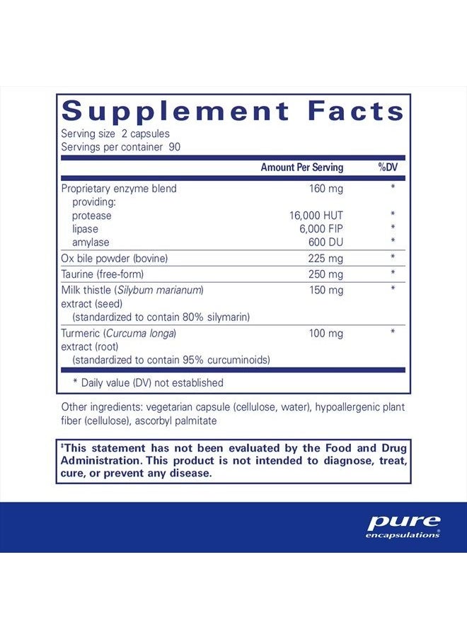 Pure Encapsulations - Digestion GB | Digestive Enzyme Supplement to Support Gall Bladder and Digestion of Carbohydrates and Protein* | 180 Capsules - Image 1