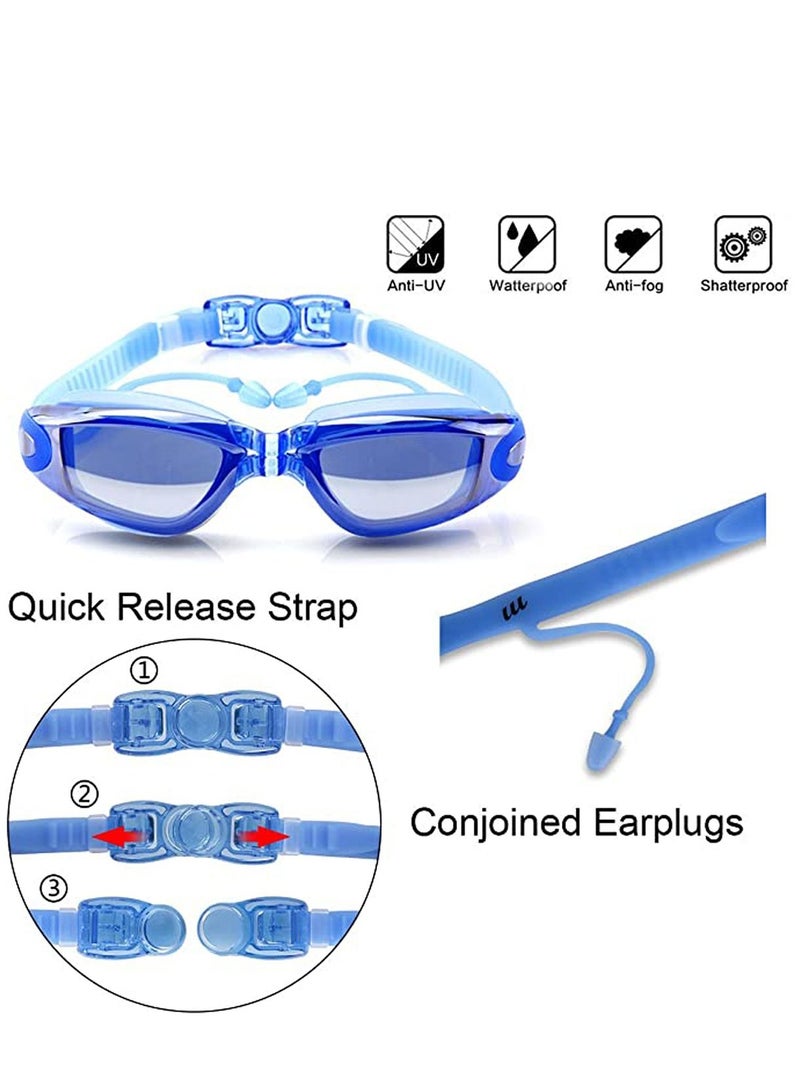 KASTWAVE Swimming Goggles, with Swim Caps Sets Swimming Goggles for Adult Men Women Ladies Kids No Leaking Swim Goggles Anti Fog UV Protection Swim Goggles Soft Silicone Nose Bridge - Image 2