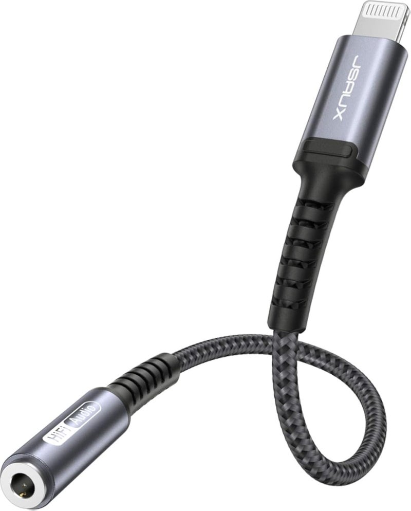 Jsaux MFI Lightning to 3.5mm Female .18m gray