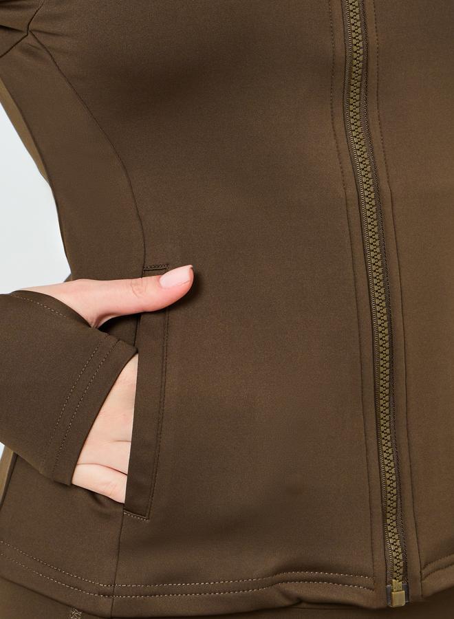 ستايلي اكتيف طقم منسق من حمالة صدر رياضية وجاكيت بسحاب مع ليقنز - Image 5