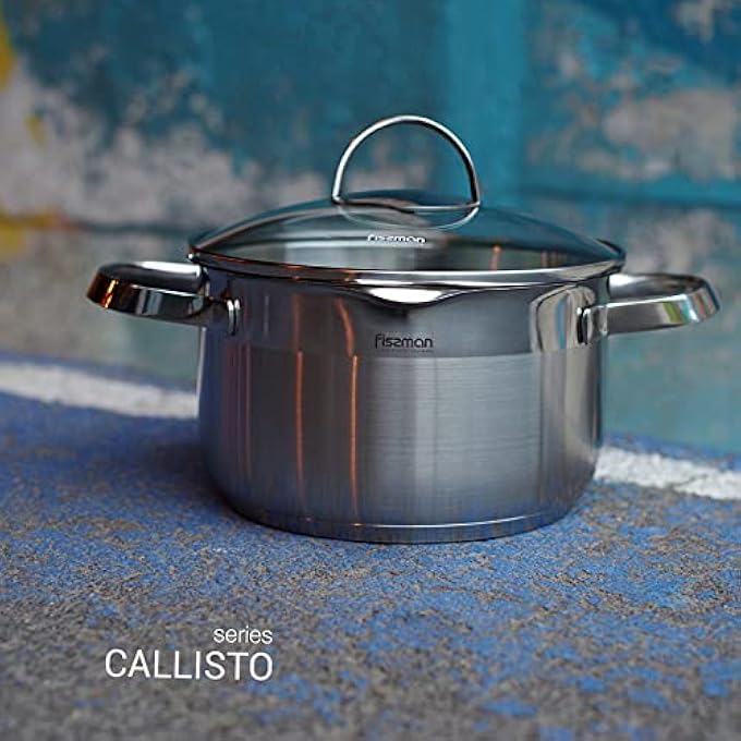 Fissman Callisto Stockpot 24X115Cm50L With Glass Lid Pouring Lip Andlid Strainer Stainless Steel - Image 3