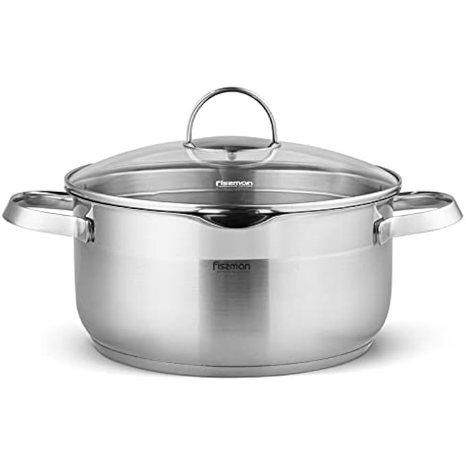Fissman Callisto Stockpot 24X115Cm50L With Glass Lid Pouring Lip Andlid Strainer Stainless Steel - Image 1