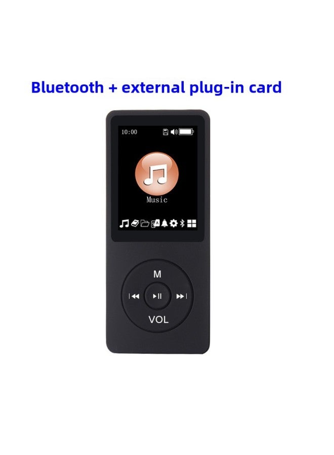 Student Metal Touch Keys Bluetooth MP3 Mini Walkman Music Player Mp4 English External Plug-in Card-Body Color:Black 【plastic Card + Bluetooth】】-Memory Capacity:8gb With Fm 【headphones + Data Cable + Packaging】 - Image 1