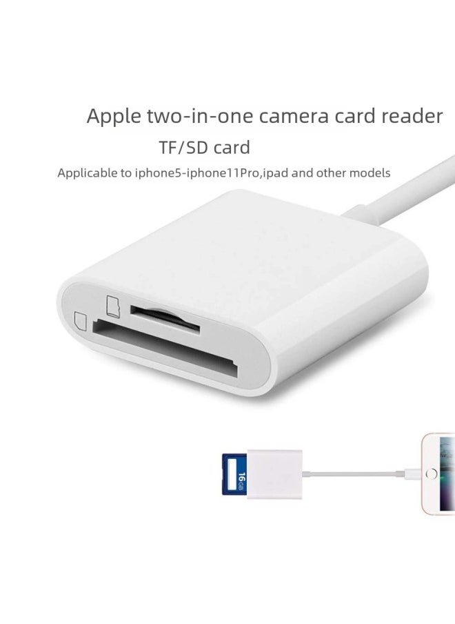 Generic - For IPhone Ipad Lightning Camera Reader Adapter Otg Data Cable Flash Memory Card Storage Device Digital Cputer Accessories-Color:Dual-wire Dual-port Card Reader + Otg - Image 1