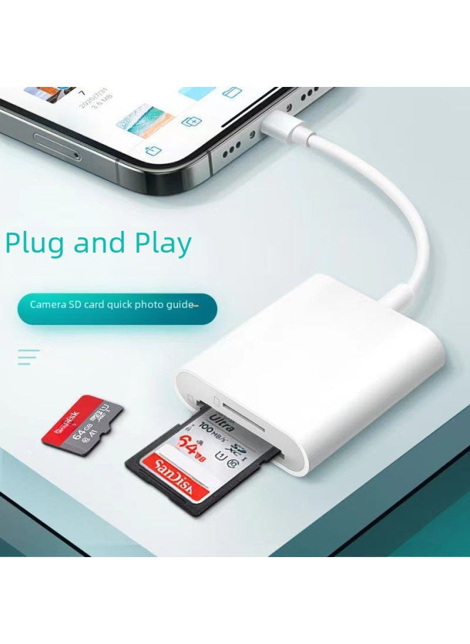 Generic - For IPhone Ipad Lightning Camera Reader Adapter Otg Data Cable Flash Memory Card Storage Device Digital Cputer Accessories-Color:Dual-wire Dual-port Card Reader + Otg - Image 1