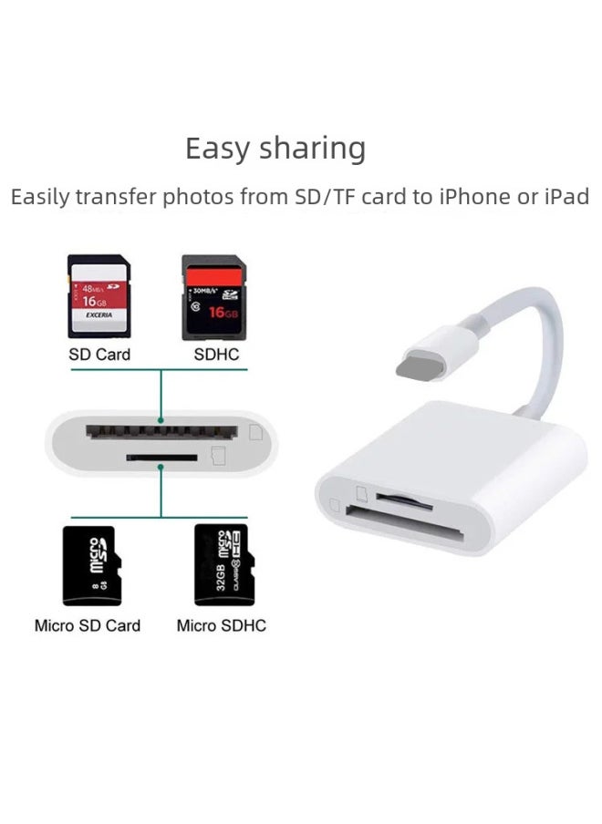 Generic - For IPhone Ipad Lightning Camera Reader Adapter Otg Data Cable Flash Memory Card Storage Device Digital Cputer Accessories-Color:Dual-wire Dual-port Card Reader + Otg - Image 1