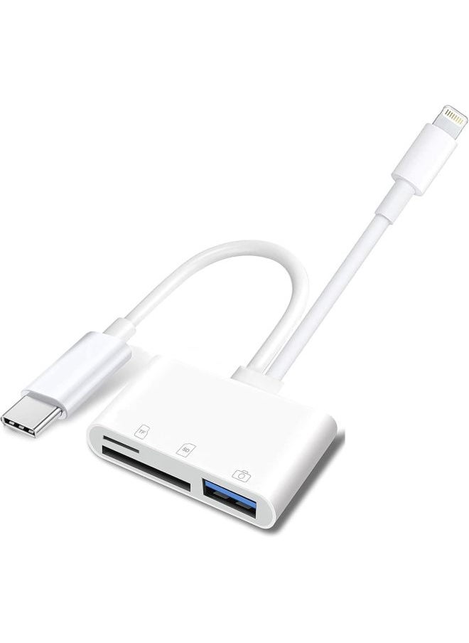 Generic - For IPhone Ipad Lightning Camera Reader Adapter Otg Data Cable Flash Memory Card Storage Device Digital Cputer Accessories-Color:Dual-wire Dual-port Card Reader + Otg - Image 1