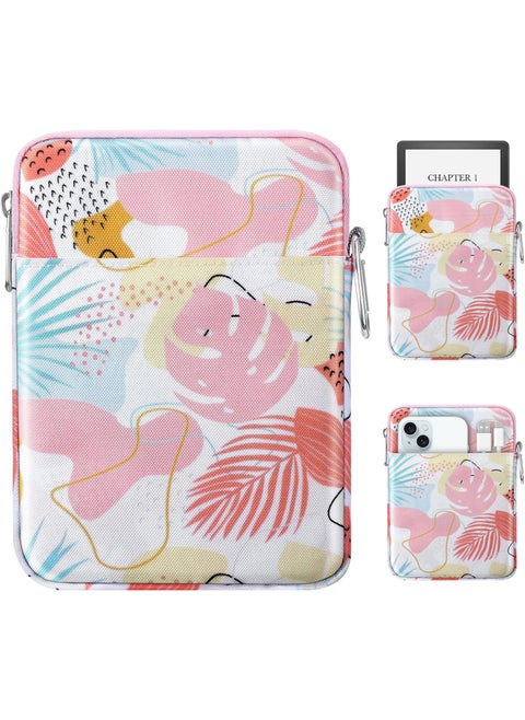 MoKo Padded Ereader Sleeve Case for 67 inch Tablet Bag Compatible with 7 eReader Colorsoft Signature Edition 2024 Tropical Leaf