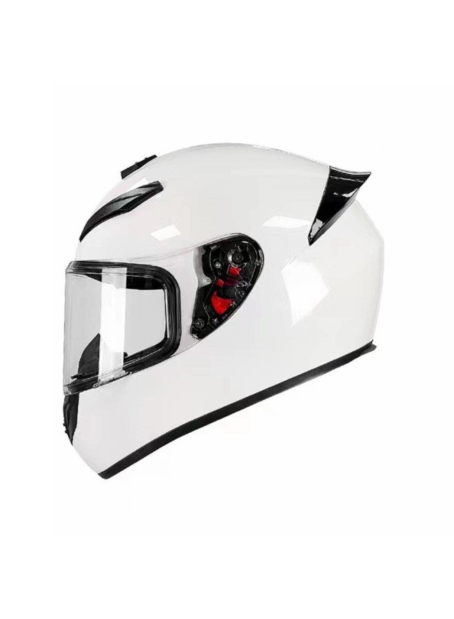 Solid Bright White Transparent Mirror Electric Motorcycle Full Face Helmet with Bluetooth