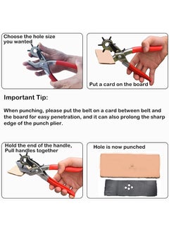 Orrda Orrda Leather Hole Punch Metal Revolving Leather Punch Pliers Machine Rotary Belt Puncher Cutter for Watch Bands Straps Dog Collars Saddles Shoes 1 Psc_SilverRed  - Image 3