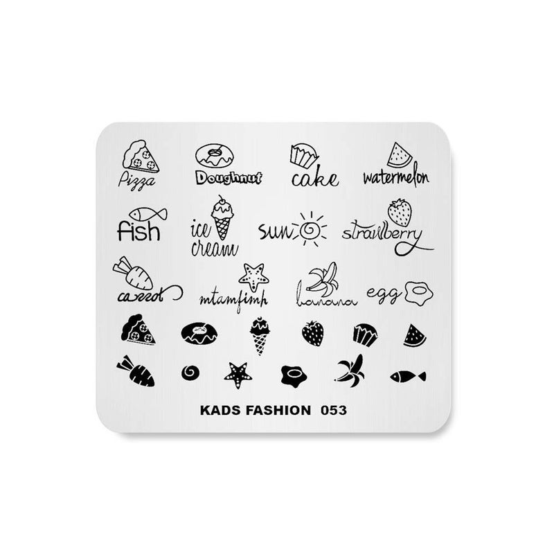 Nail Stamping Plate Fashion Food Fruit Summer Cake Fish Ice Cream Theme MultiPattern Stamp Print Image Stamp Template Nail Art for Nail Design By Rolabling
