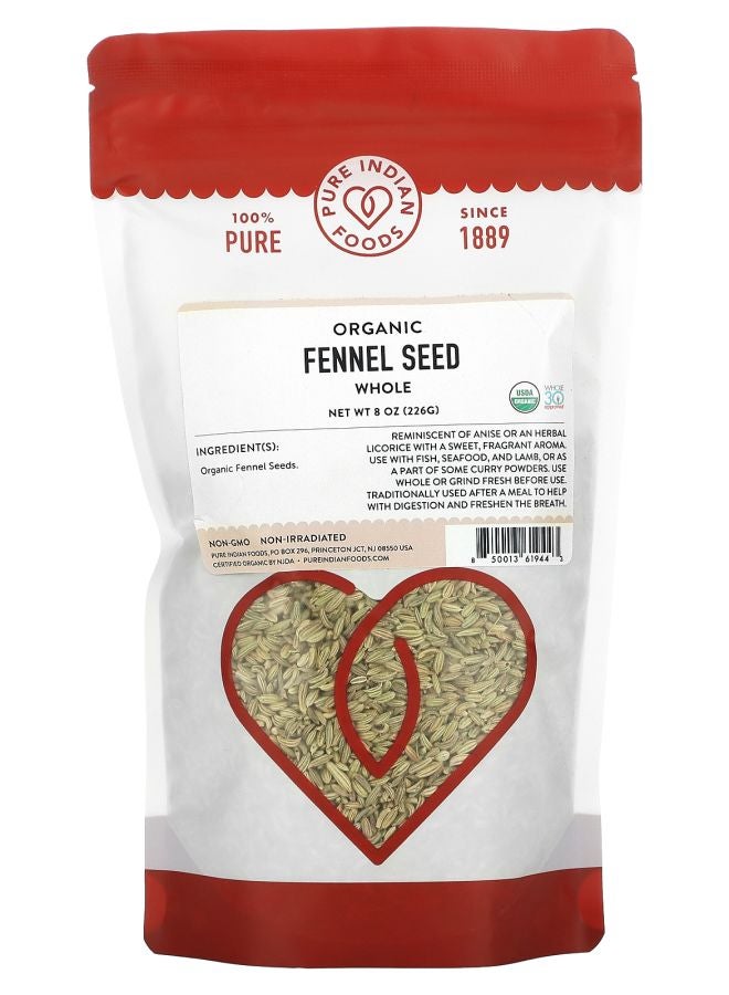 Pure Indian Foods Organic Fennel Seed Whole 8 oz (226 g)