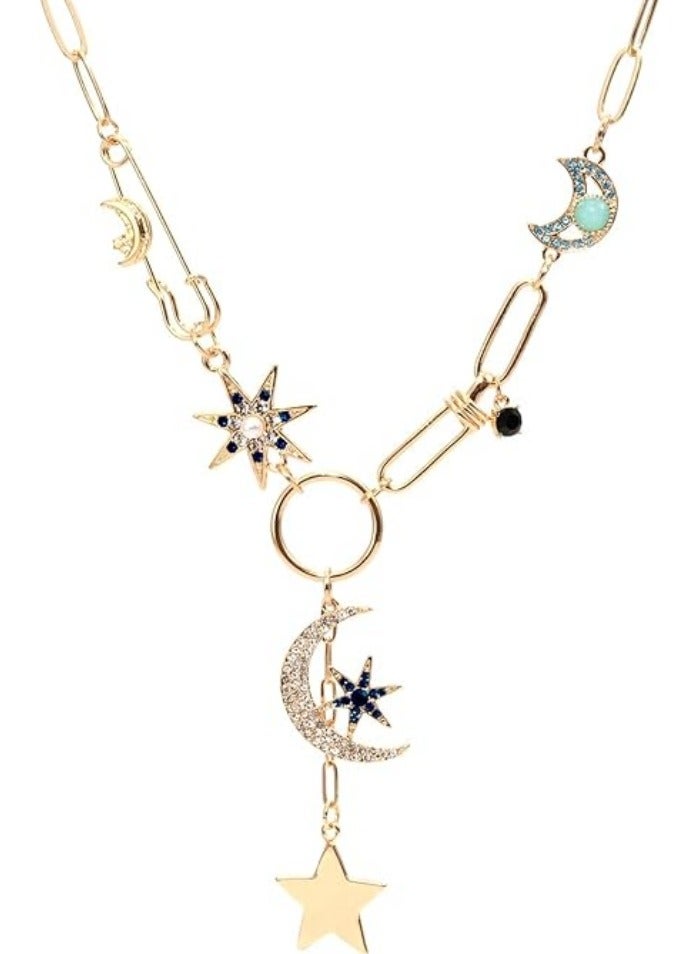 Sun Heart Necklace for Women 18K Gold Plated Heart Pendent Necklace Chunky Chain Choker Necklace Hip Hop Charm Necklace Unisex Necklace - Image 1