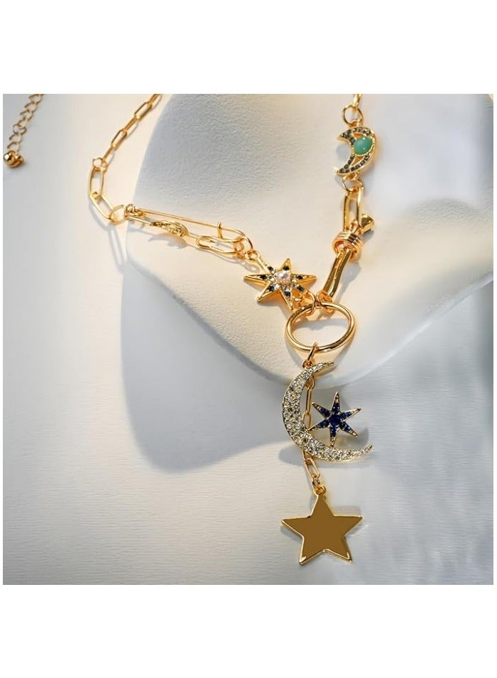 Sun Heart Necklace for Women 18K Gold Plated Heart Pendent Necklace Chunky Chain Choker Necklace Hip Hop Charm Necklace Unisex Necklace - Image 2