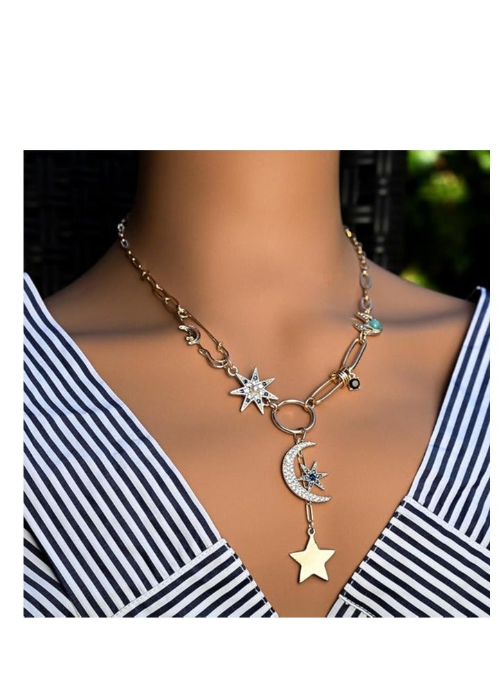 Sun Heart Necklace for Women 18K Gold Plated Heart Pendent Necklace Chunky Chain Choker Necklace Hip Hop Charm Necklace Unisex Necklace - Image 4