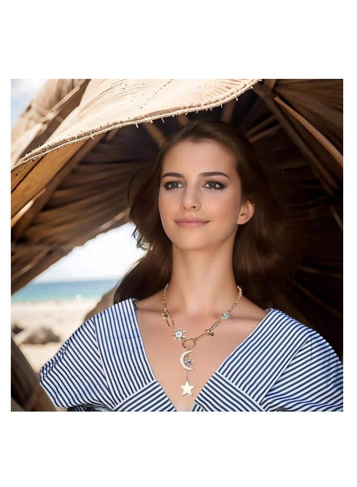 Sun Heart Necklace for Women 18K Gold Plated Heart Pendent Necklace Chunky Chain Choker Necklace Hip Hop Charm Necklace Unisex Necklace - Image 5