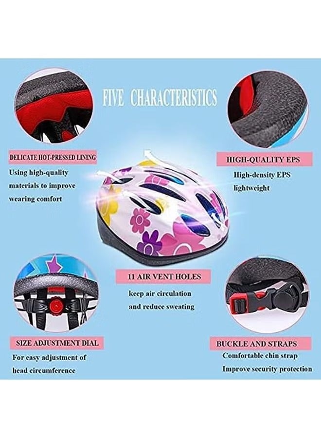 Cuken Kids Helmet Adjustable,For Kids Ages 3-7 Years Old,Kids Bike Helmets For Boys And Girls,With Protective Sports Gear Set Knee Elbow Pads Wrist Guards,For Skating Bike Scooters(Pink) - Image 3