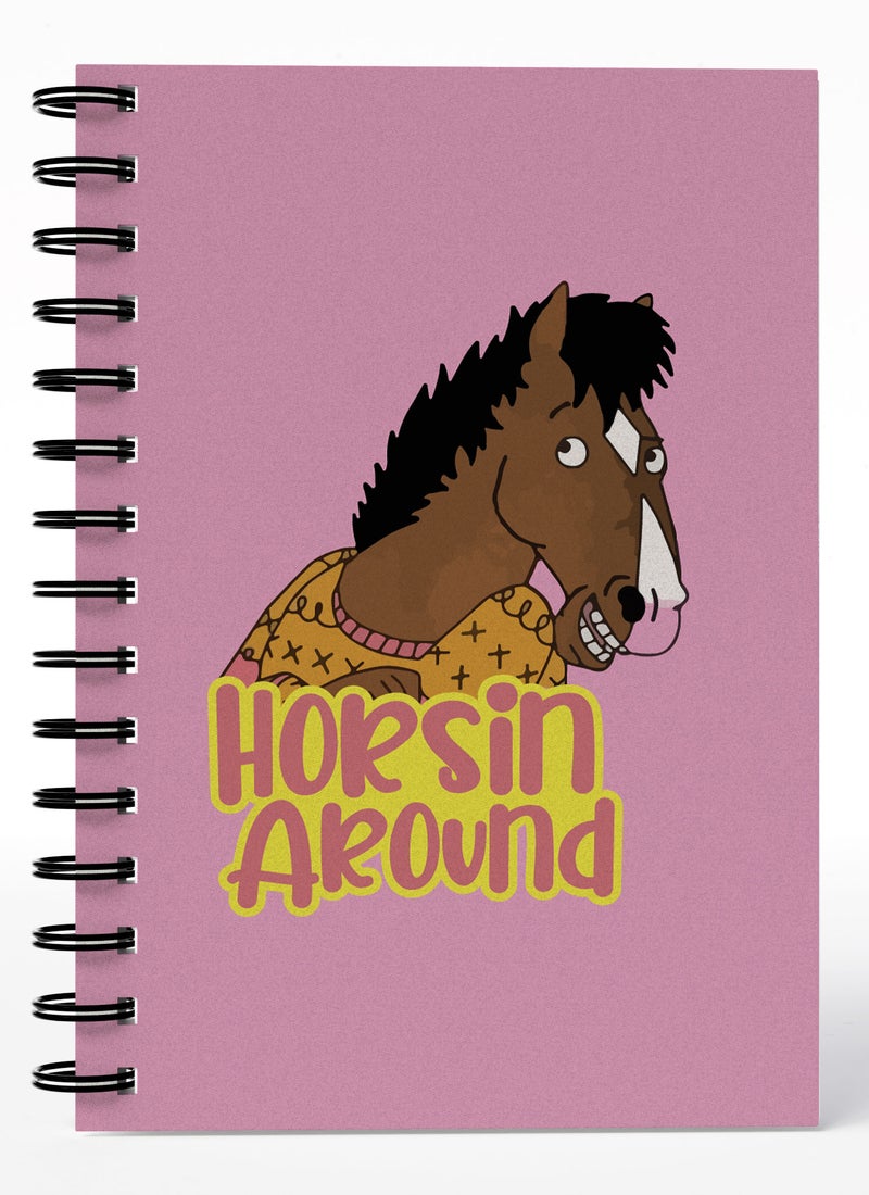 LOUD UNIVERSE Wirebound Spiral Notebook Horsin Around Bojack Horseman Quote Lined Writing Journal - Image 1